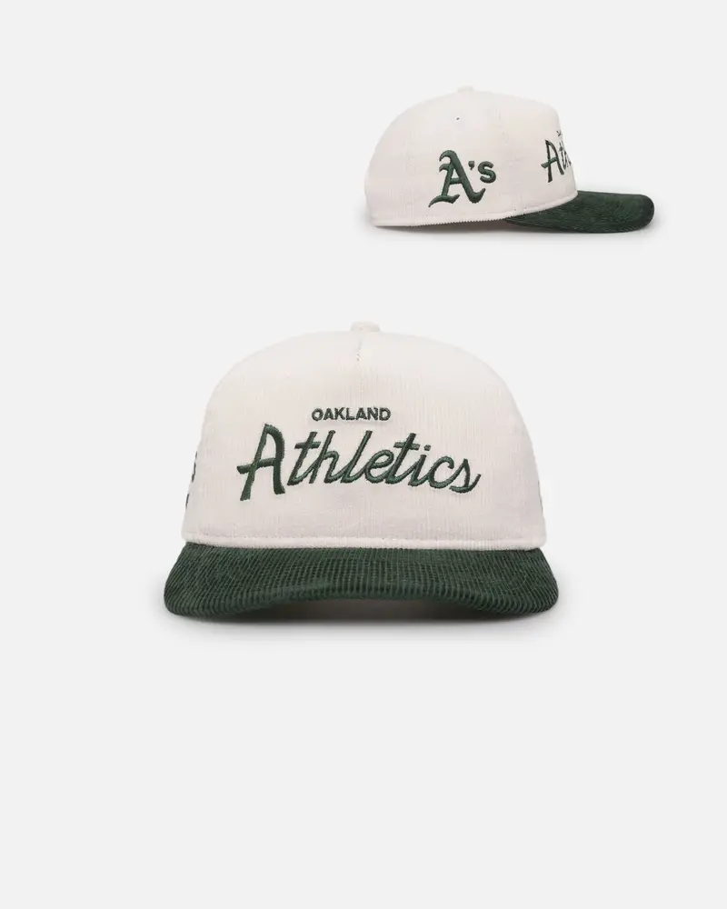New Era Oakland Athletics 'Currency Corduroy' Golfer Pre-Curved Snapback Chrome White 1