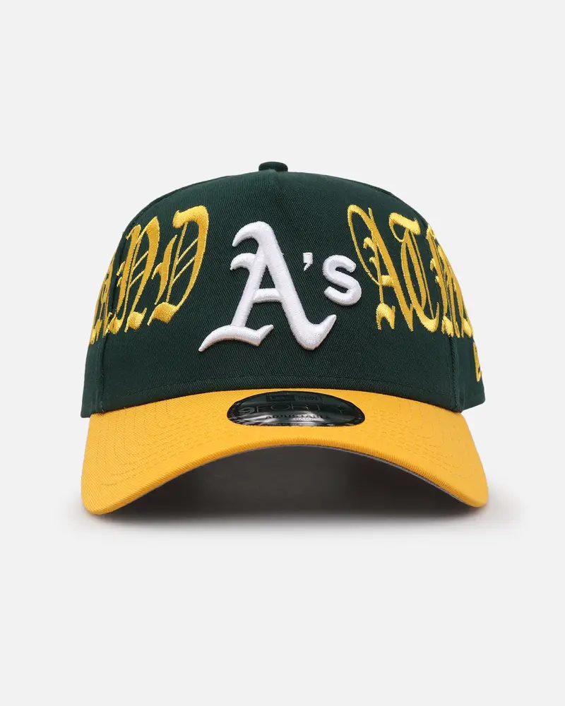 New Era Oakland Athletics 'Goth Script' 9Forty A-Frame Snapback Green/Gold 1