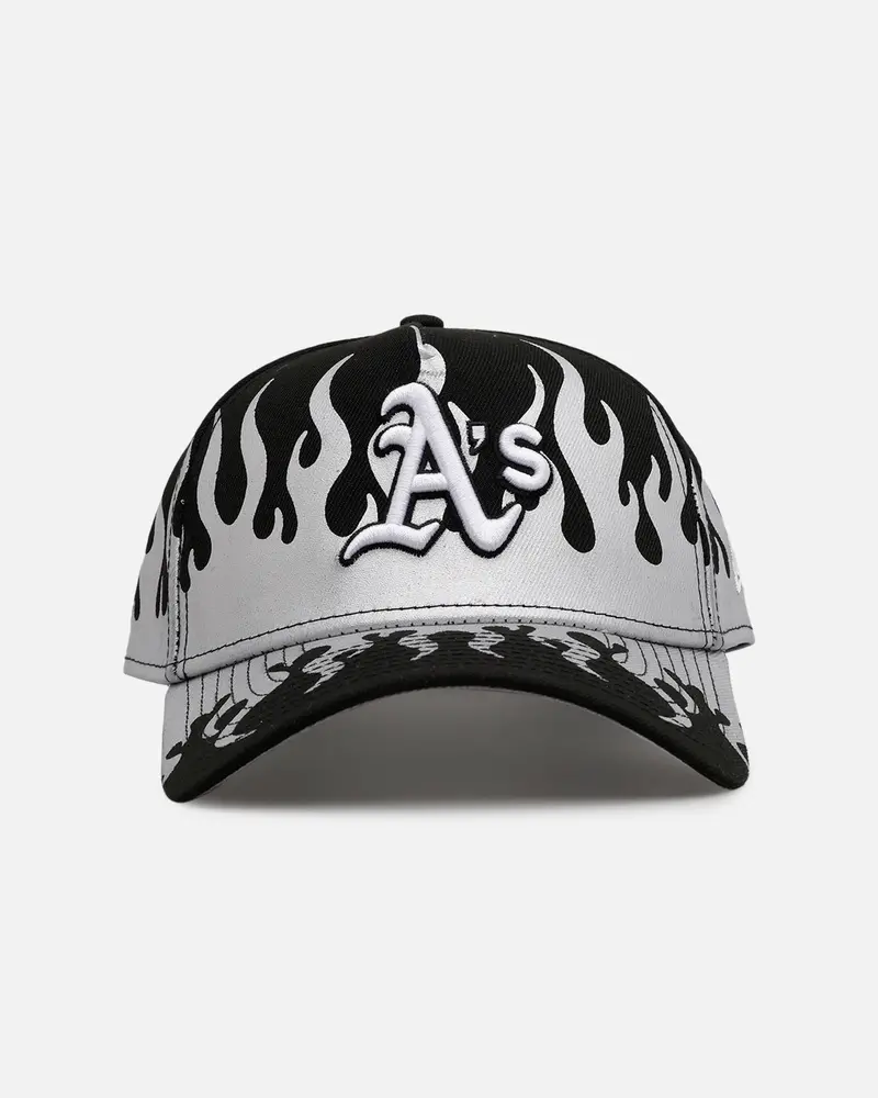 New Era Oakland Athletics 'Metallic Flames' 9Forty A-Frame Snapback Black/Silver 1