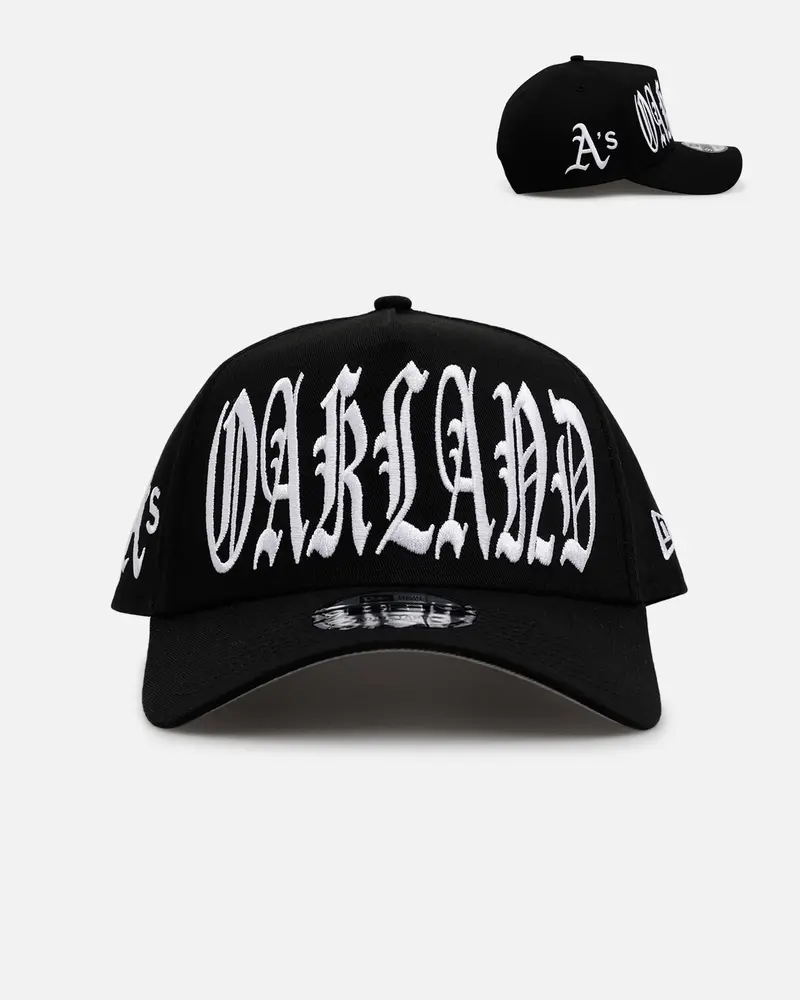 New Era Oakland Athletics 'Oversized Gothic Script Crown' 9Forty A-Frame Snapback Black/White 1