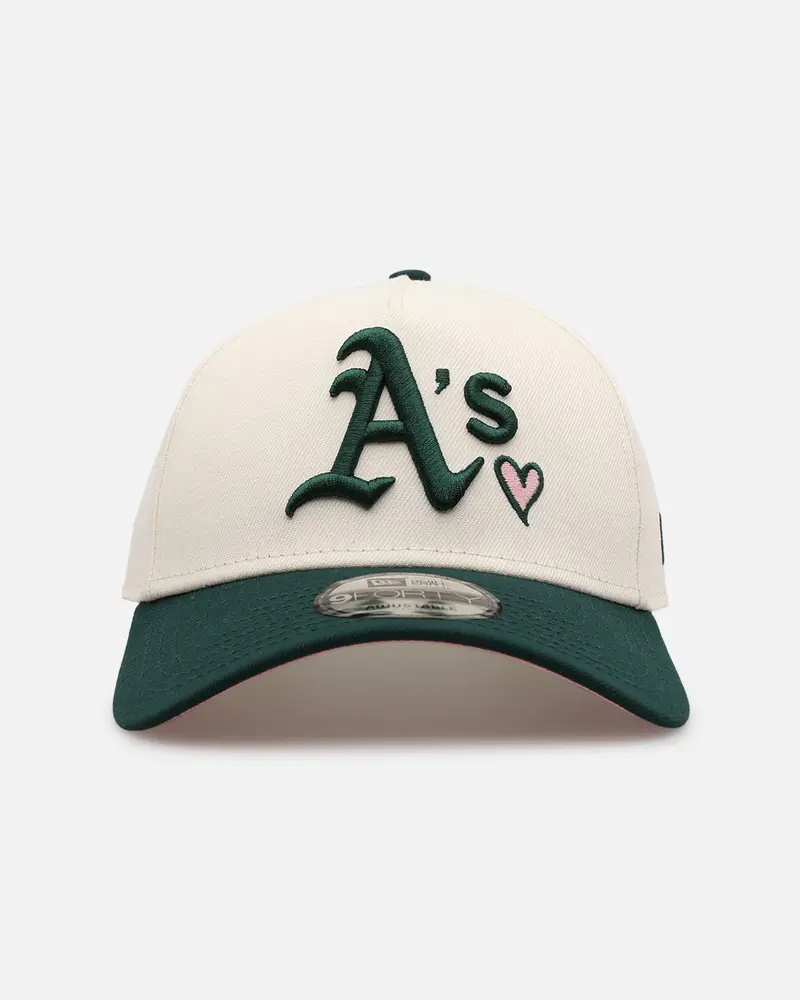 New Era Oakland Athletics 'Pink Satin Hearts Green' 9Forty A-Frame Snapback Chrome/Dark Green 1