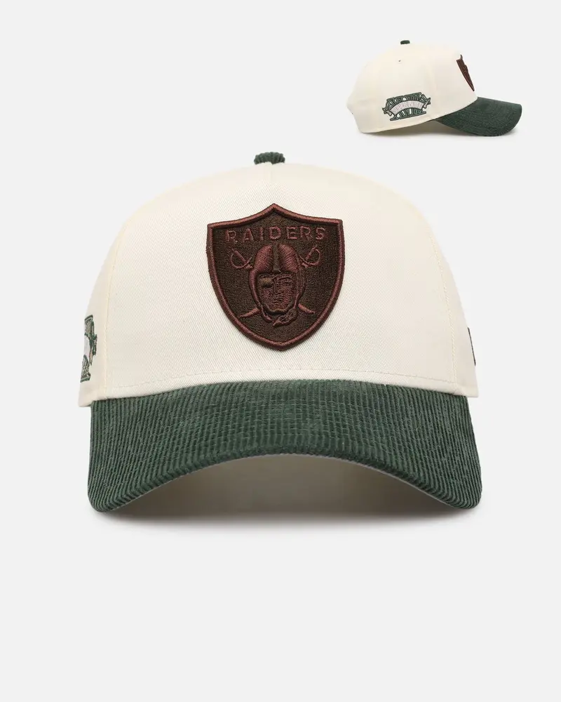 New Era Oakland Raiders 'Chrome White Green' Corduroy Visor 9Forty A-Frame Snapback Chrome 1