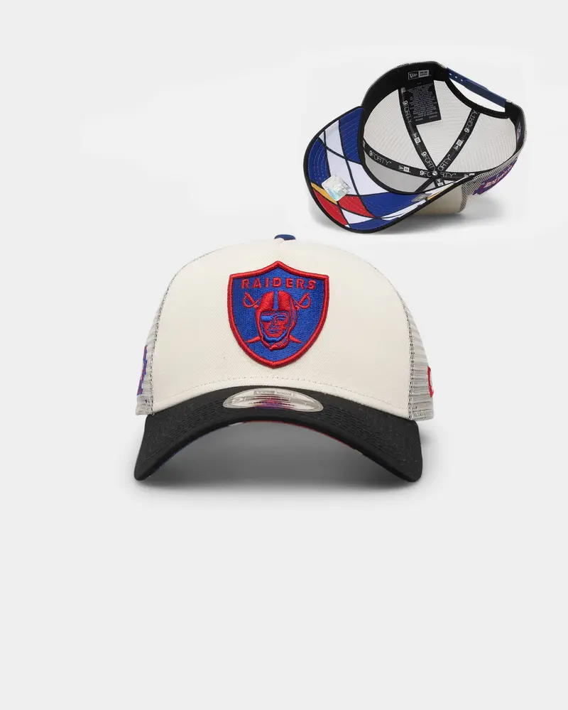 New Era Oakland Raiders 'Retro Mosaic' 9Forty A-Frame Trucker Snapback White/Black 1