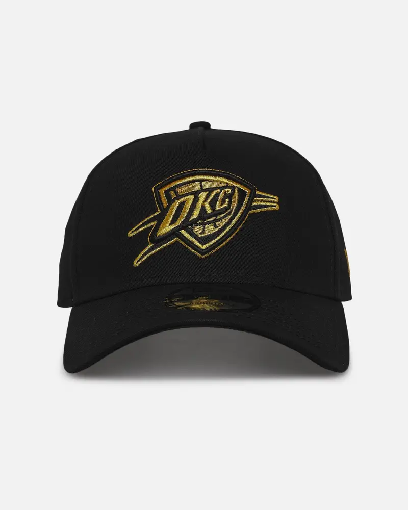 New Era Oklahoma City Thunder 'Nba Black & Gold Embroidery' 9Forty A-Frame Snapback Black/Gold 1