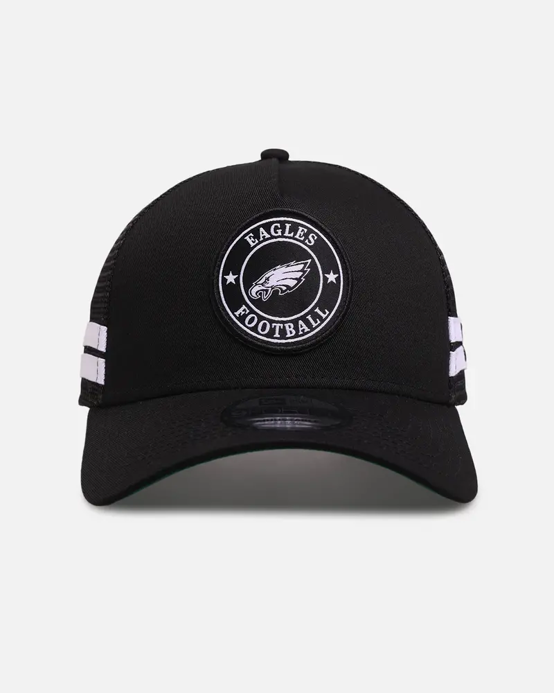 New Era Philadelphia Eagles 'Stripe' 9Forty A-Frame Trucker Snapback Black/White 1