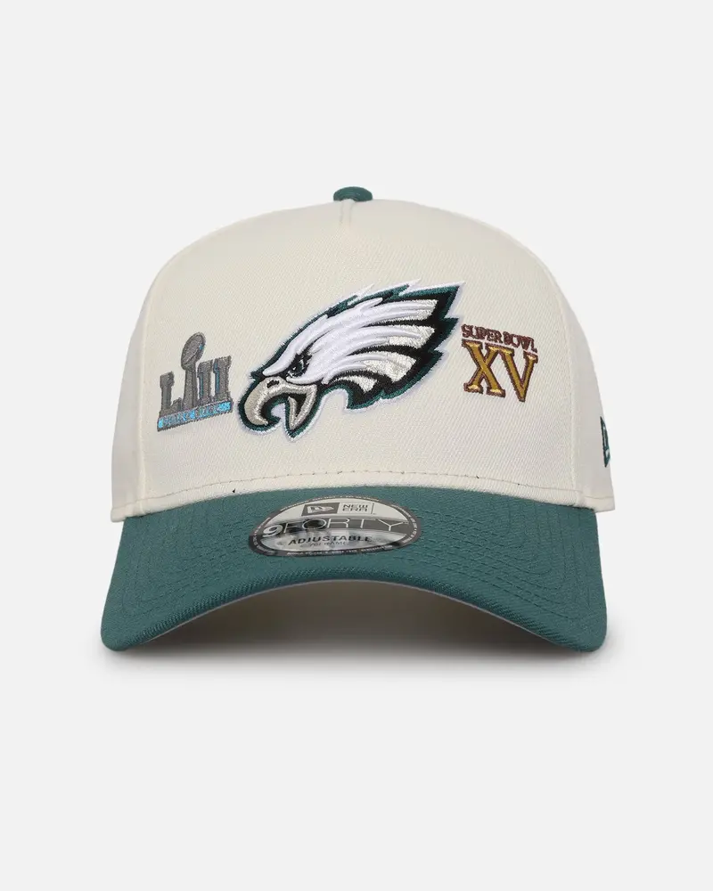 New Era Philadelphia Eagles 'Super Bowl Logos' 9Forty A-Frame Snapback Chrome 1