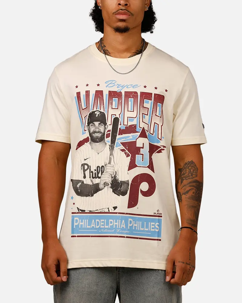New Era Philadelphia Phillies Bryce Harper T-Shirt Off White 1