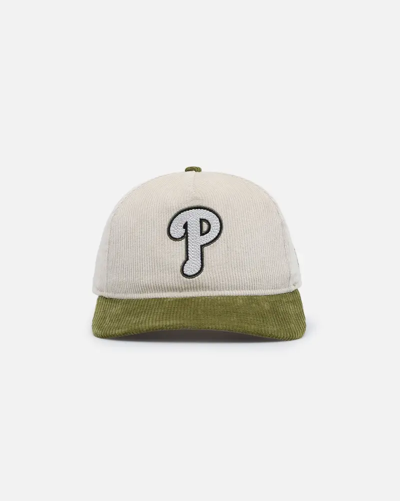 New Era Philadelphia Phillies 'Dusty Olive Corduroy' Golfer Pre-Curved Snapback Green Med 1