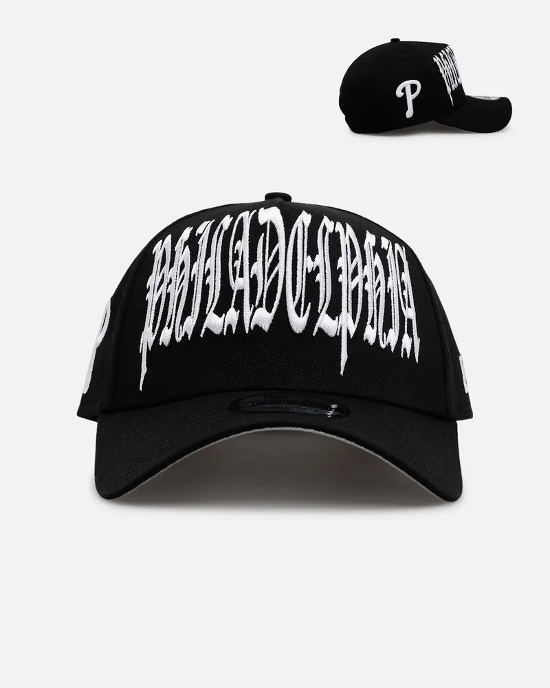 New Era Philadelphia Phillies 'Oversized Gothic Script Crown' 9Forty A-Frame Snapback Black/White 1