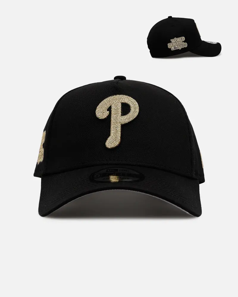 New Era Philadelphia Phillies 'Raised Metallic Chainstitch' 9Forty A-Frame Snapback Black 1