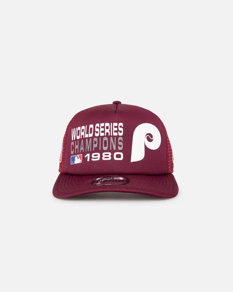 New Era Philadelphia Pillies 'Puff Print' Pre-Curved Golfer Trucker Snapback Russet 1