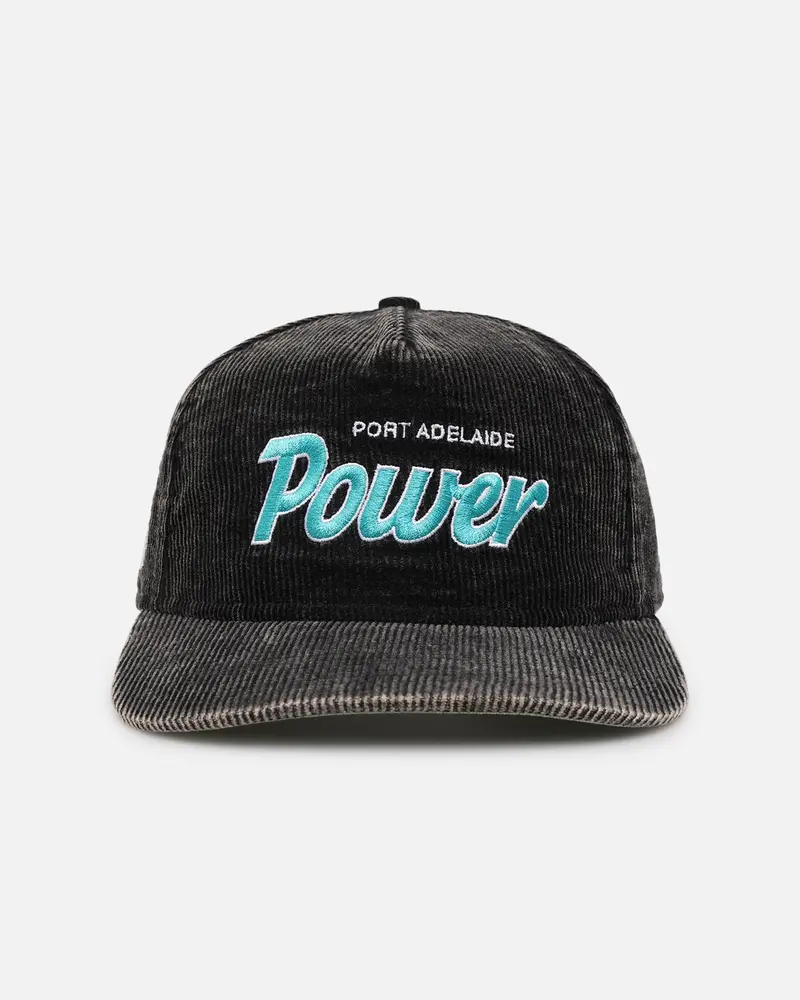 New Era Port Adelaide Power 'Washed Corduroy' Pre-Curved Golfer Snapback Black/Kelly Green 1