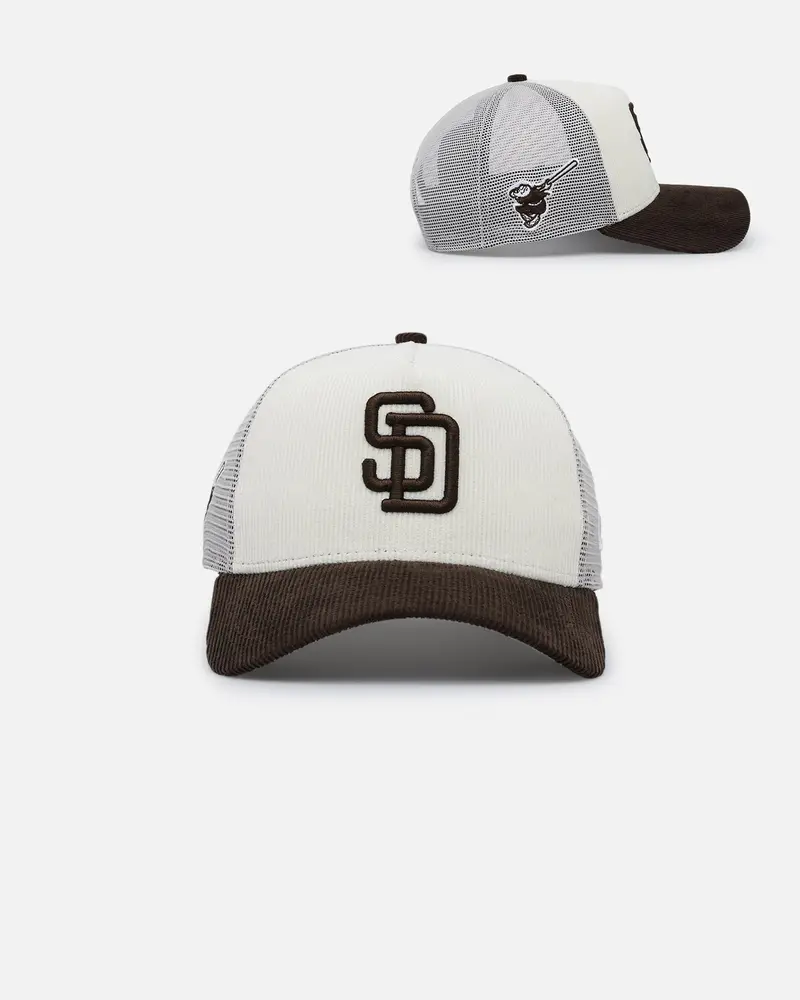 New Era San Diego Padres 9Forty A-Frame Trucker Snapback Chrome/Walnut 1