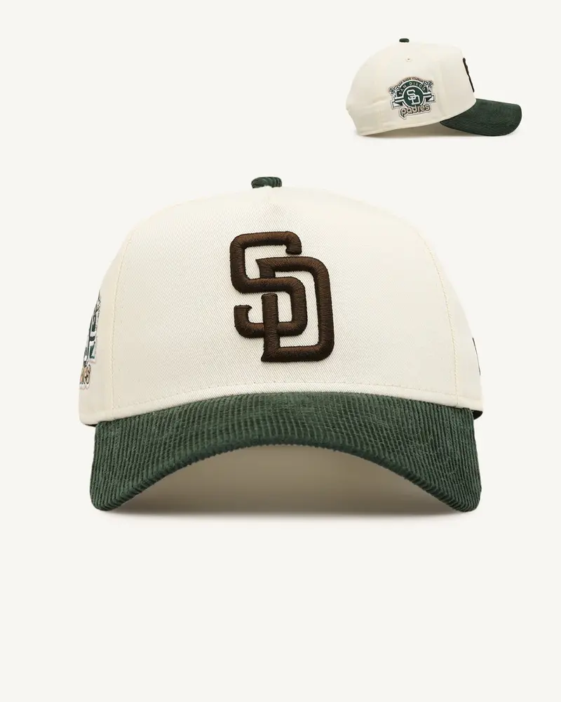 New Era San Diego Padres 'Chrome White Green' Corduroy Visor 9Forty A-Frame Snapback Chrome 1