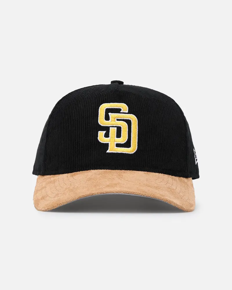 New Era San Diego Padres 'Corduroy Suede' Pre-Curved Golfer Snapback Washed Black 1