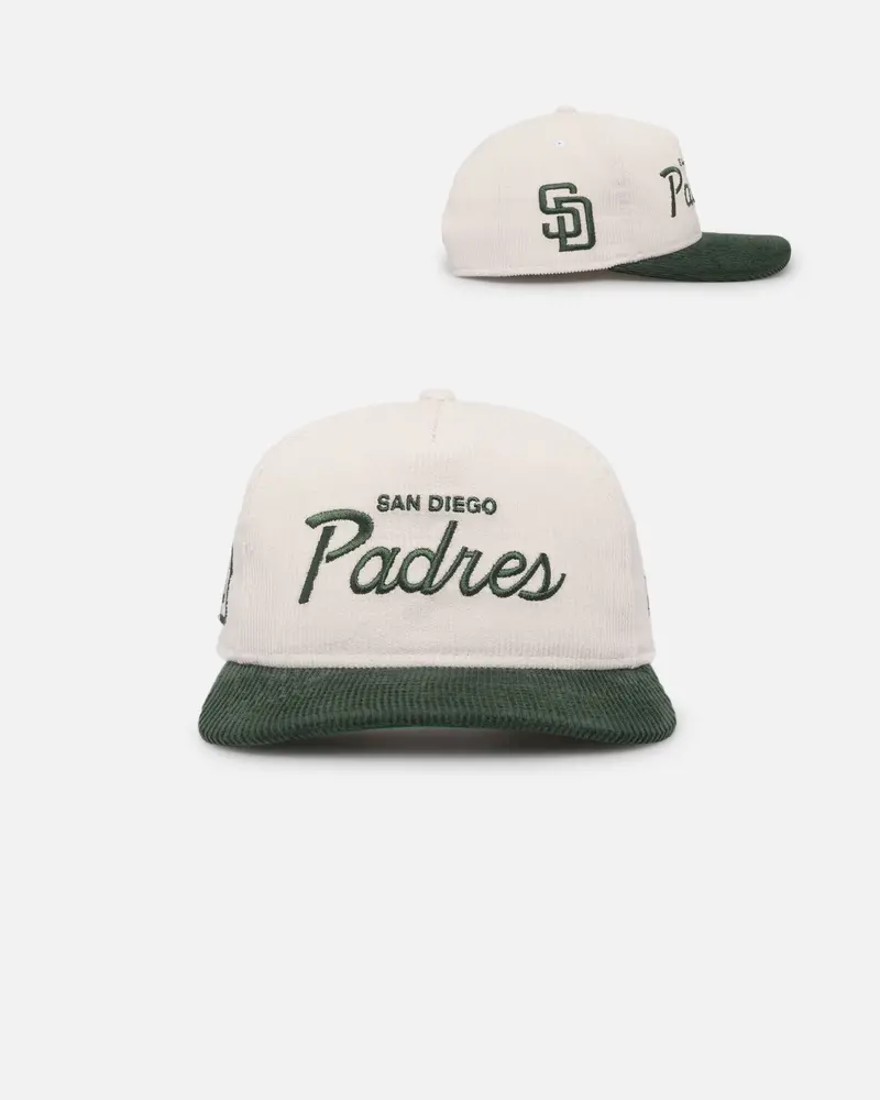 New Era San Diego Padres 'Currency Corduroy' Golfer Pre-Curved Snapback Chrome White 1