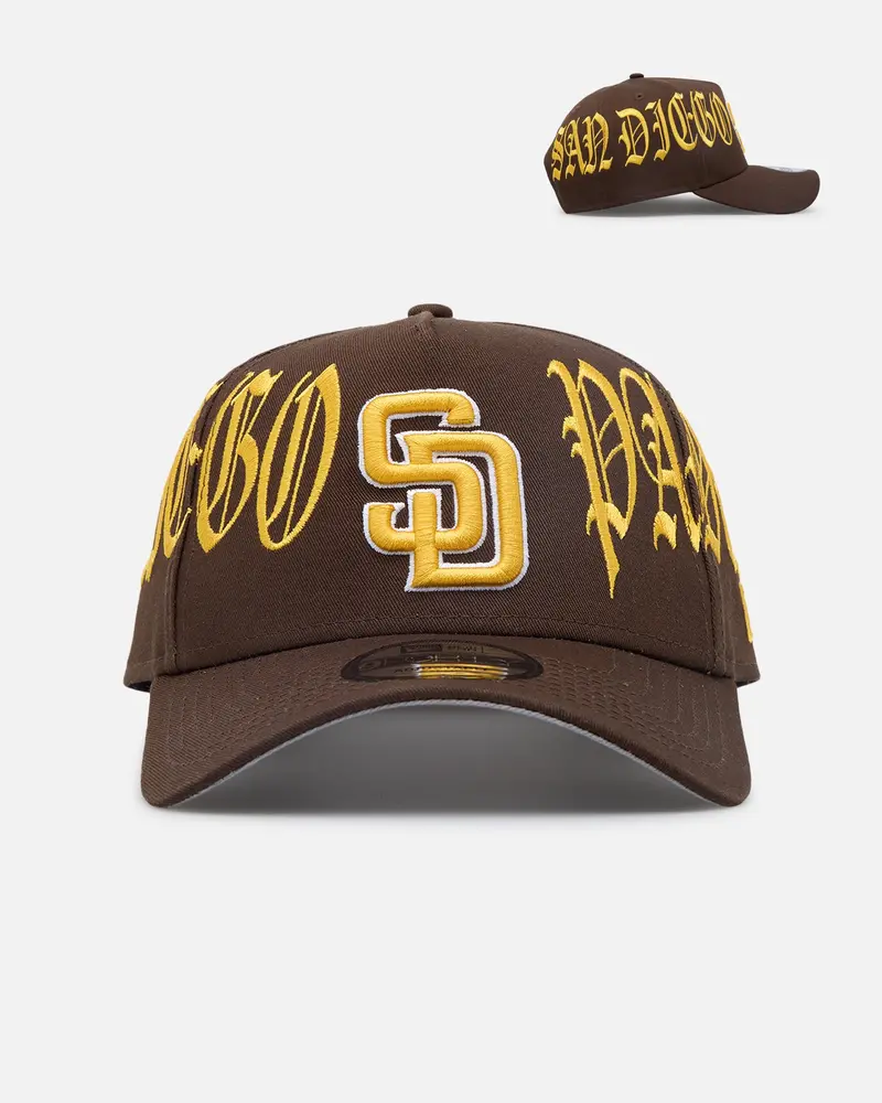 New Era San Diego Padres 'Goth Script' 9Forty A-Frame Snapback Walnut/Gold 1
