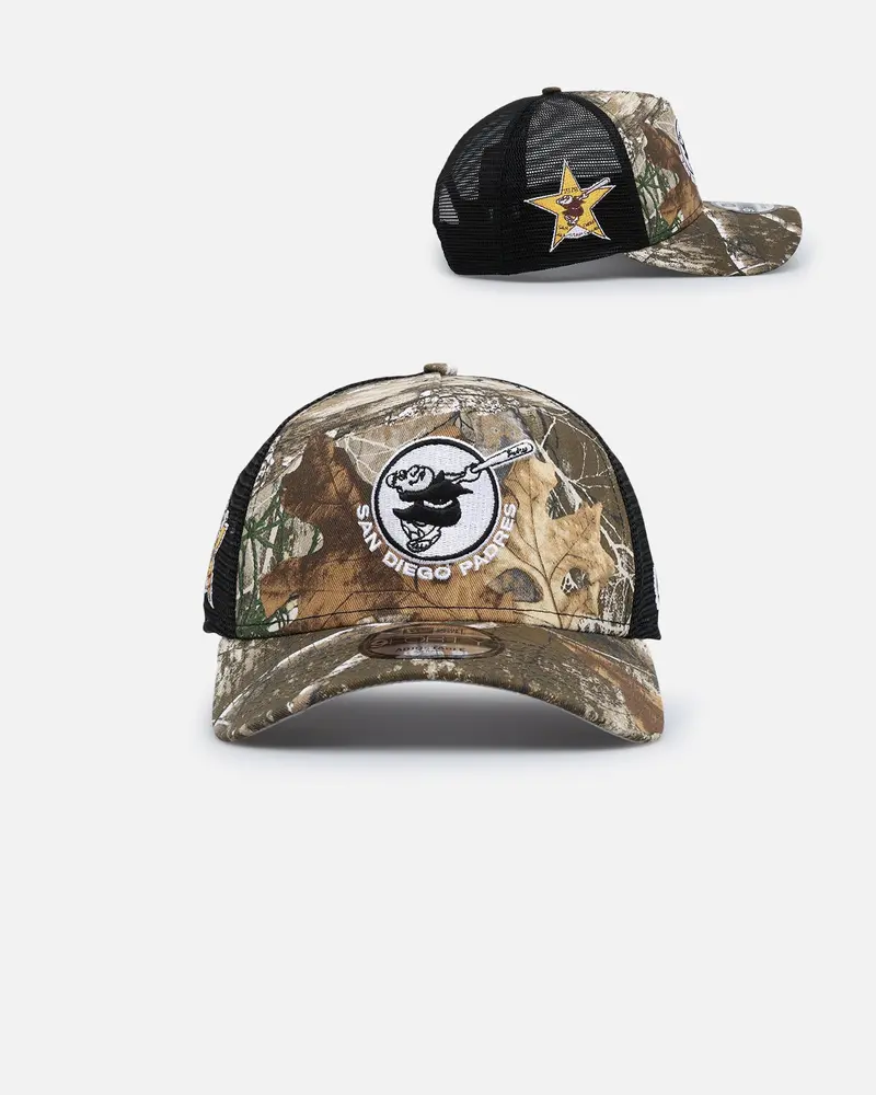 New Era San Diego Padres 'Real Tree' 9Forty A-Frame Trucker Snapback Realtree Edge 1