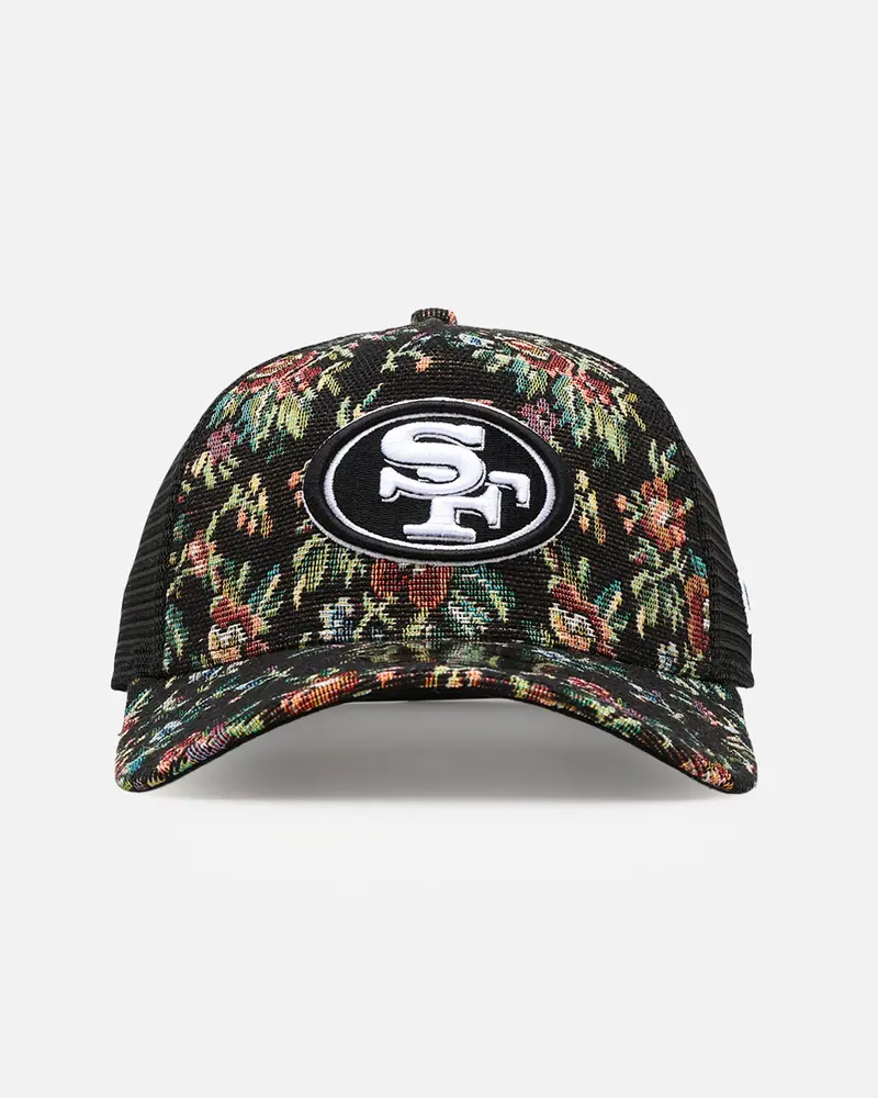 New Era San Francisco 49Ers 'Black Floral Tapestry' 9Forty A-Frame Trucker Snapback Tapestry 1