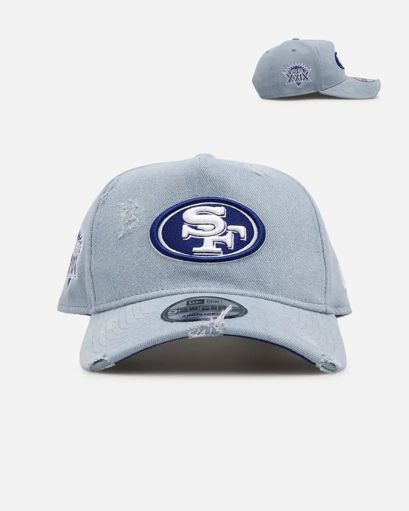 New Era San Francisco 49Ers 'Distressed Denim' 9Forty A-Frame Snapback Light Wash Denim 1