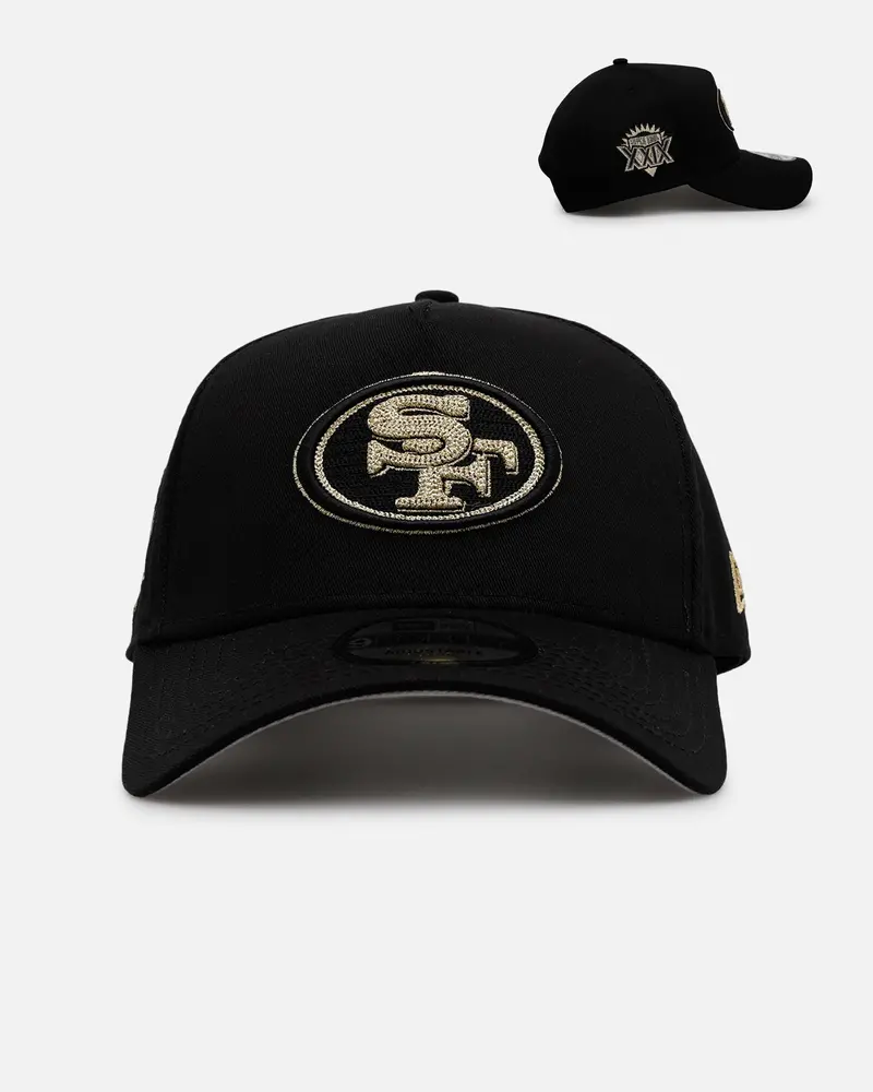 New Era San Francisco 49Ers 'Raised Metallic Chainstitch' 9Forty A-Frame Snapback Black 1