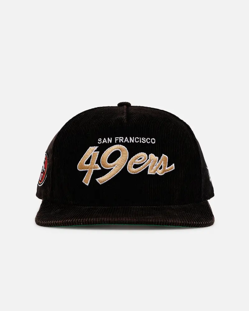 New Era San Francisco 49Ers 'Washed Black Nfl Golfer' Corduroy Golfer Snapback Washed Black 1