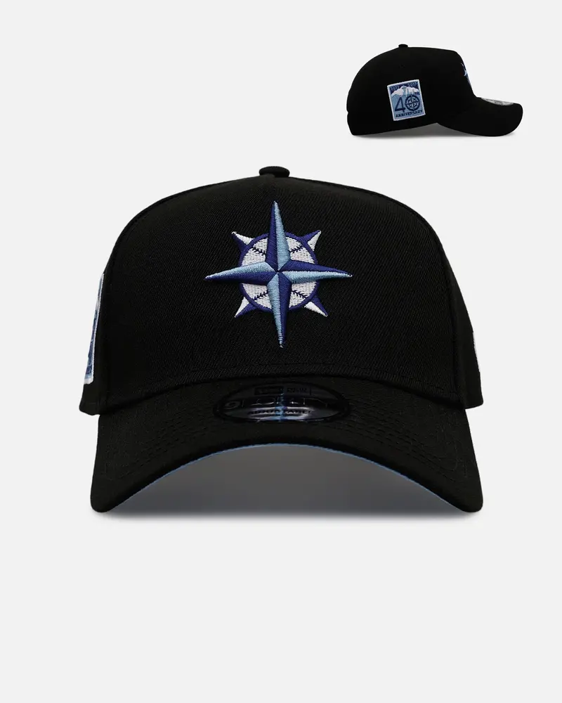 New Era Seattle Mariners 'Black And Sky Blue' 9Forty A-Frame Snapback Black/Sky Blue 1