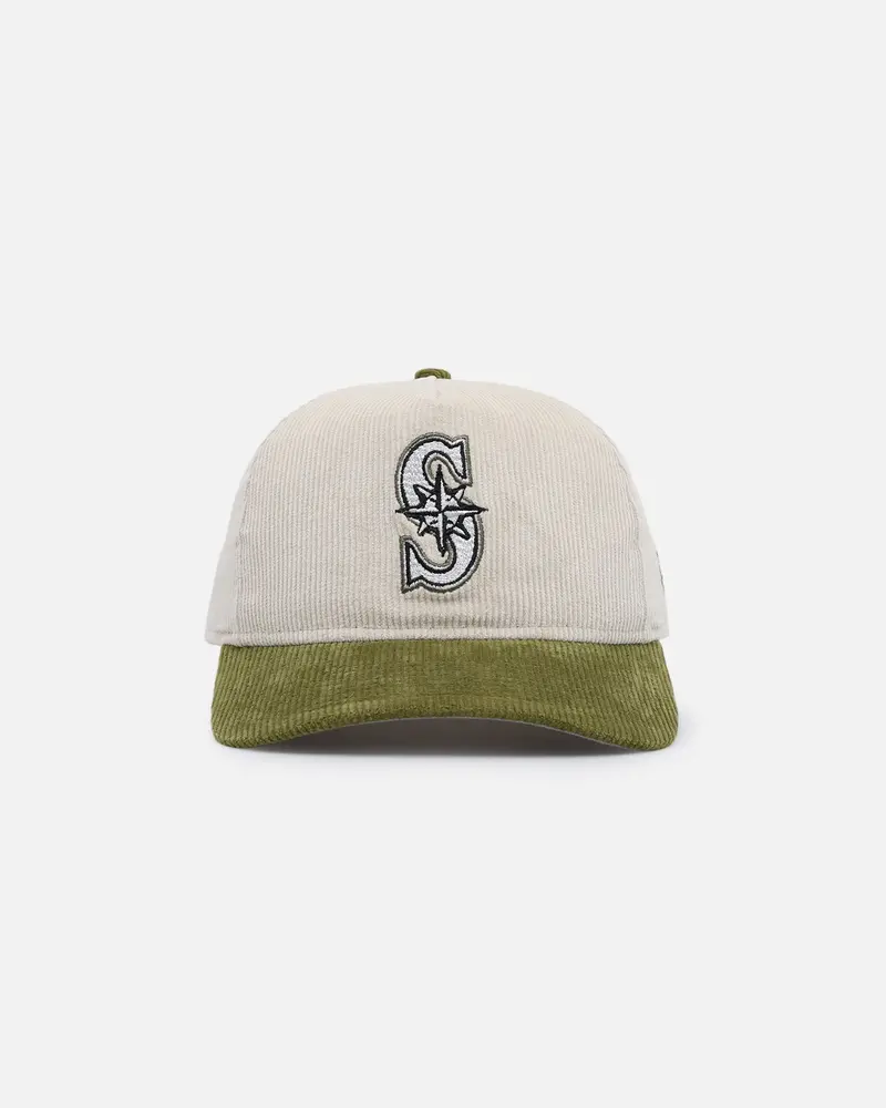 New Era Seattle Mariners 'Dusty Olive Corduroy' Golfer Pre-Curved Snapback Green Med 1
