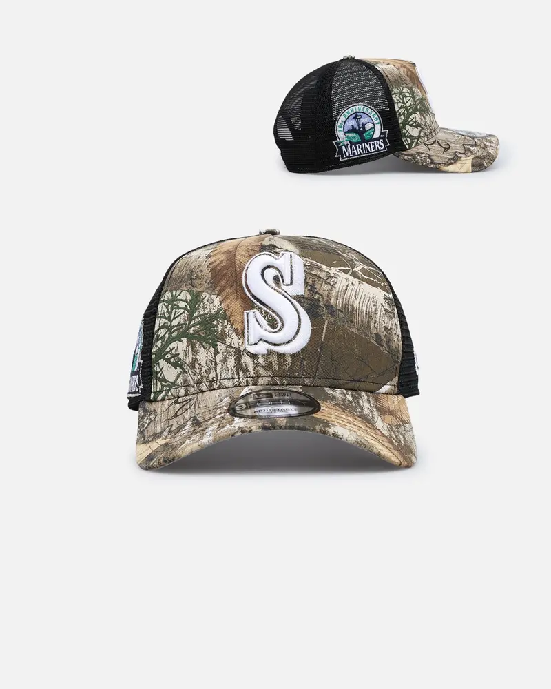New Era Seattle Mariners 'Real Tree' 9Forty A-Frame Trucker Snapback Realtree Edge 1