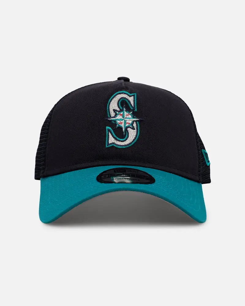 New Era Seattle Mariners 'Washed Truckers' 9Forty A-Frame Trucker Snapback Official Team Color 1