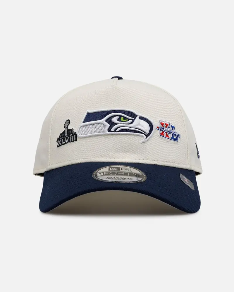 New Era Seattle Seahawks 'Super Bowl Logos' 9Forty A-Frame Snapback Chrome 1