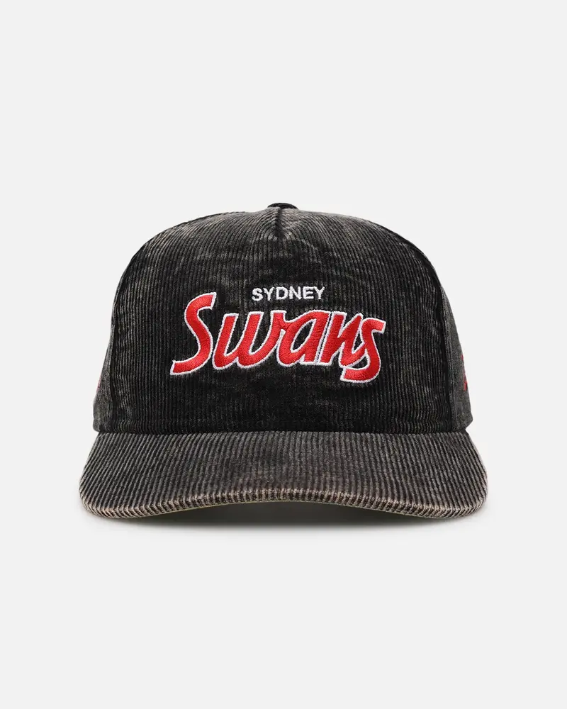 New Era Sydney Swans 'Washed Corduroy' Pre-Curved Golfer Snapback Black/Kelly Green 1