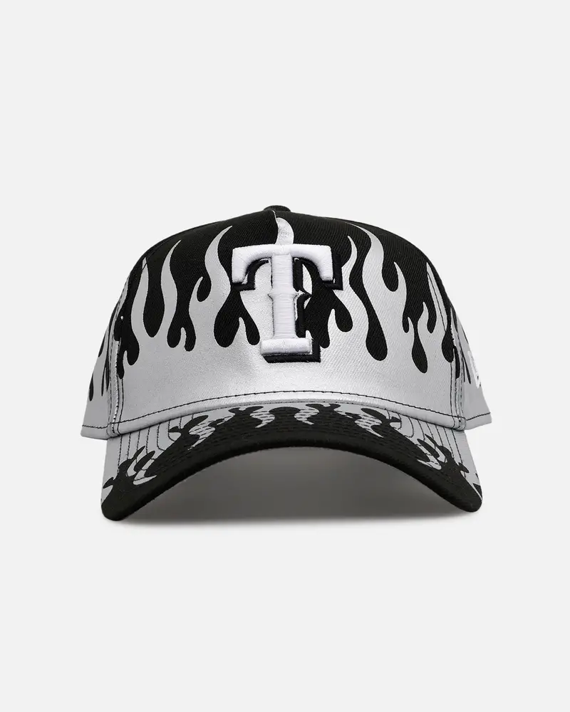 New Era Texas Rangers 'Metallic Flames' 9Forty A-Frame Snapback Black/Silver 1