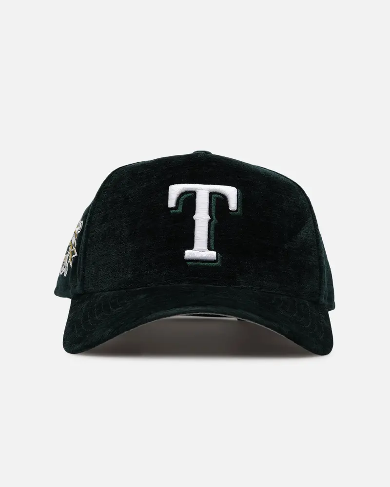 New Era Texas Rangers 'Plush Chenille' 9Forty A-Frame Snapback Dark Green 1