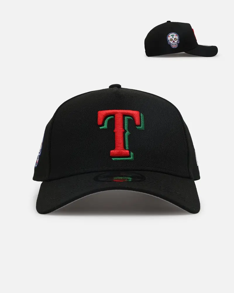 New Era Texas Rangers 'Sugar Skull Side Patch' 9Forty A-Frame Snapback Black/Red/Green 1