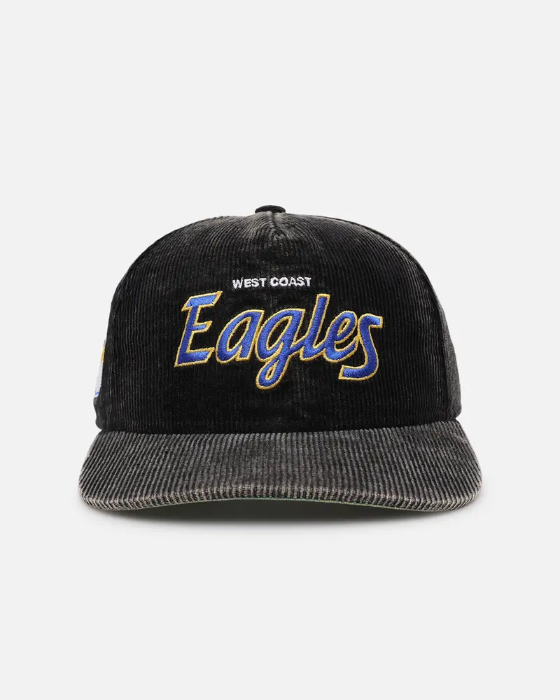 New Era West Coast Eagles 'Washed Corduroy' Pre-Curved Golfer Snapback Black/Kelly Green 1