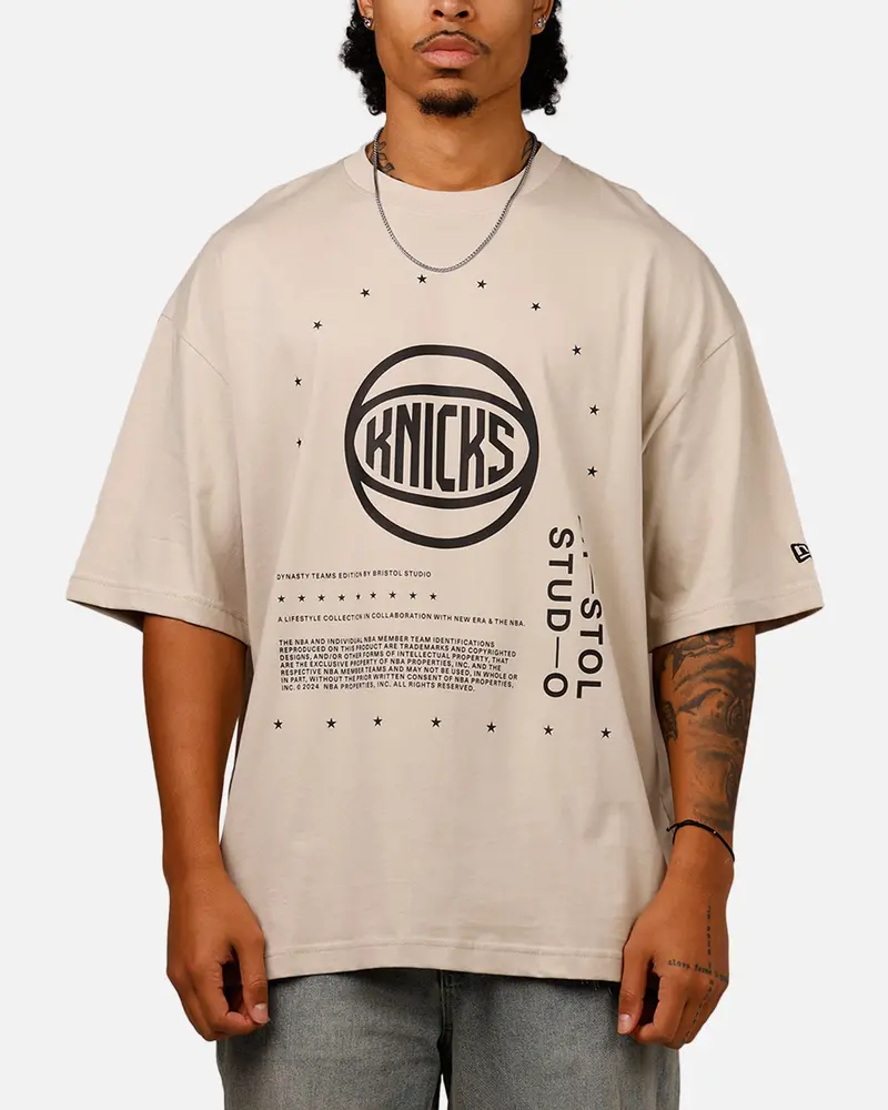 New Era X Bristol Studio New York Knicks 'Teams Edition' T-Shirt Stone 1