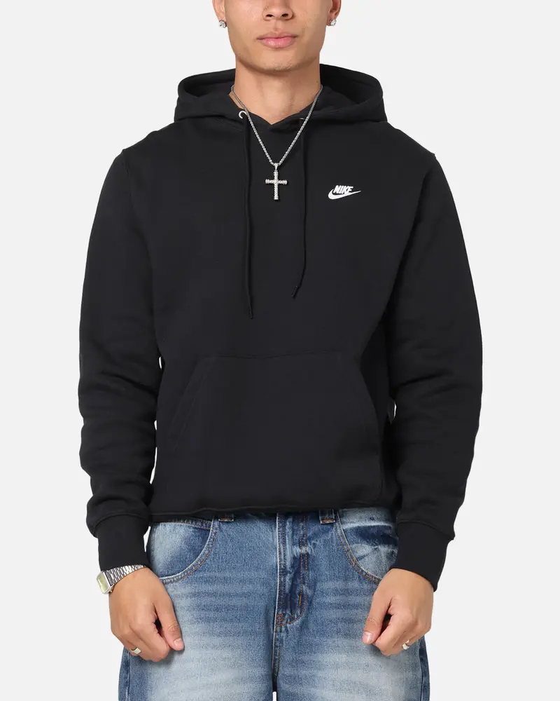 Nike Club Pullover Fleece Hoodie Black/Black/White 1