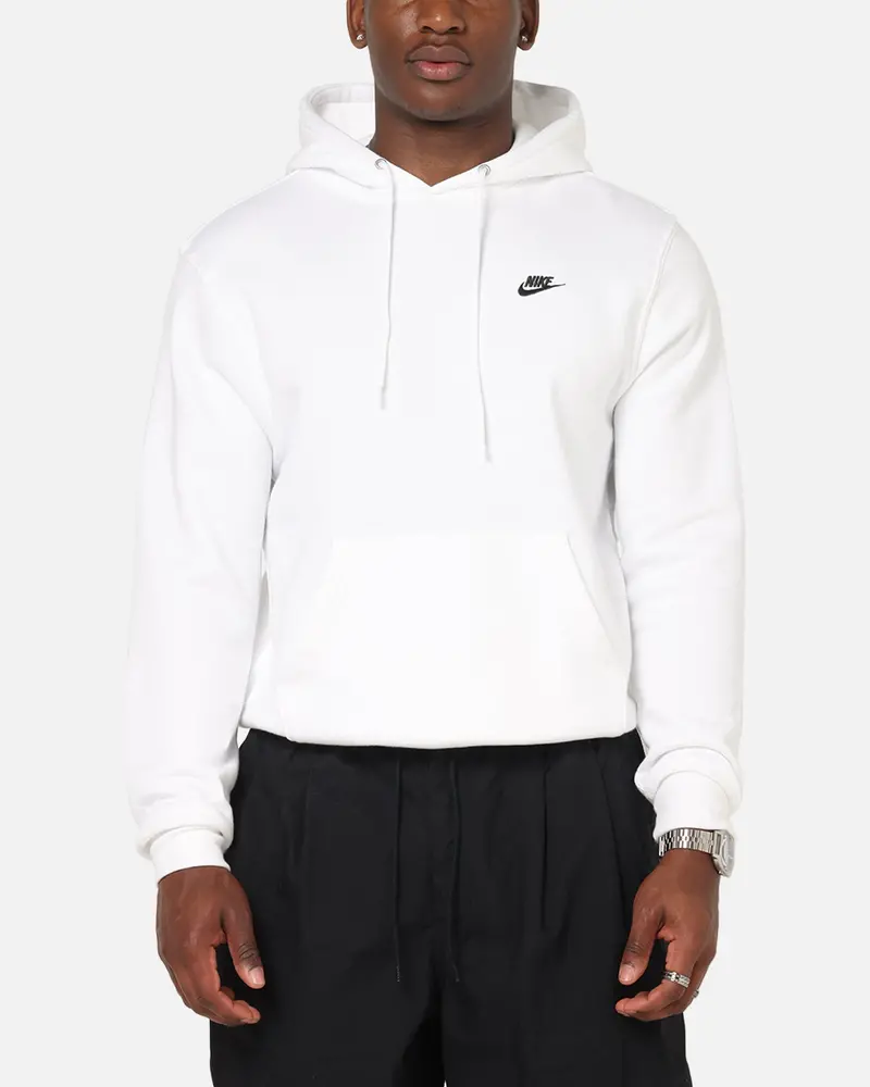 Nike Club Pullover Fleece Hoodie White/White/Black 1