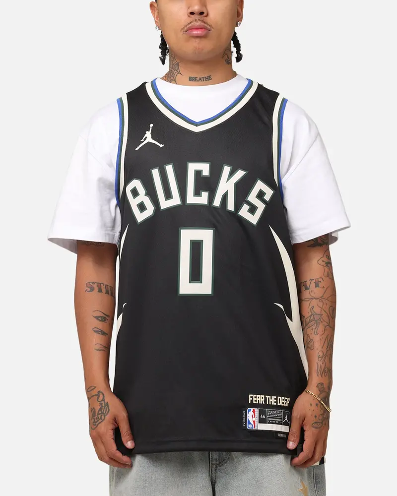 Nike Damian Lillard Milwaukee Bucks #0 Icon Edition 2022/23 Nike Dri-Fit Nba Swingman Jersey Black 1