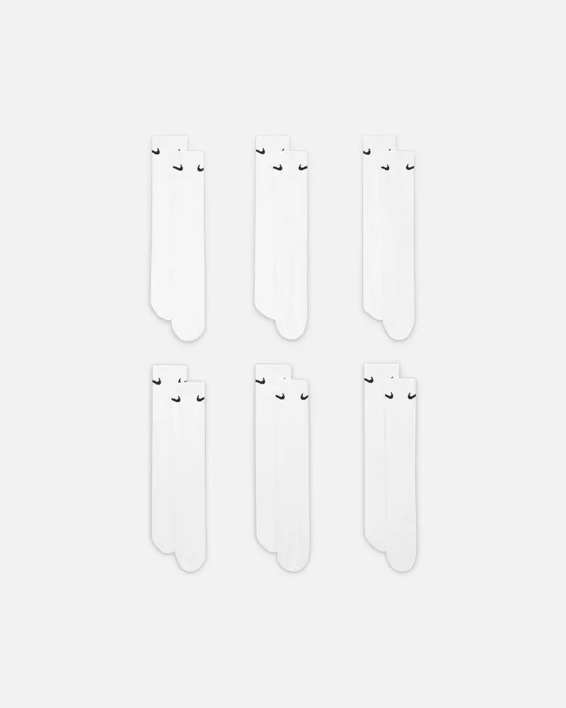Nike Everday Cotton Cushioned Crew Socks 6 Pack White/Black 1