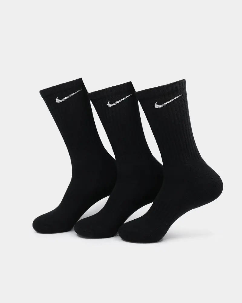 Nike Everyday Cotton Cushioned Crew Socks 3 Pack Black/White 1