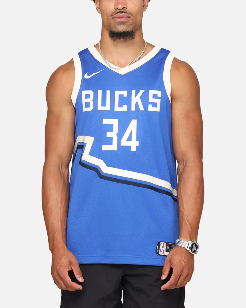 Nike Giannis Antetokounmpo Milwaukee Bucks #34 City Edition 2024/25 Nike Dri-Fit Nba Swingman Jersey Game Royal 1