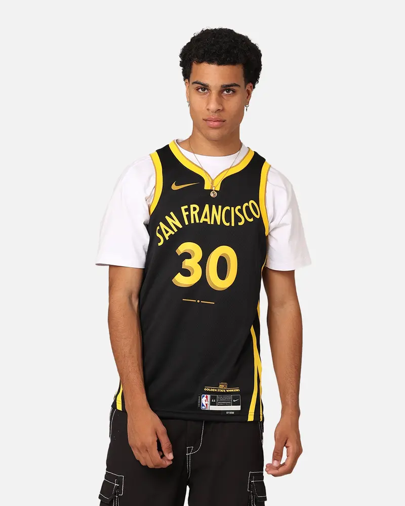 Nike Golden State Warriors Steph Curry Dri-Fit Swingman Jersey Black 1