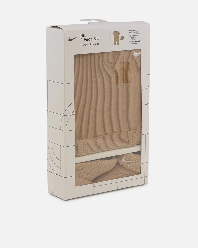 Nike Infants' Rib Knit Romper And Socks Set Brown 1
