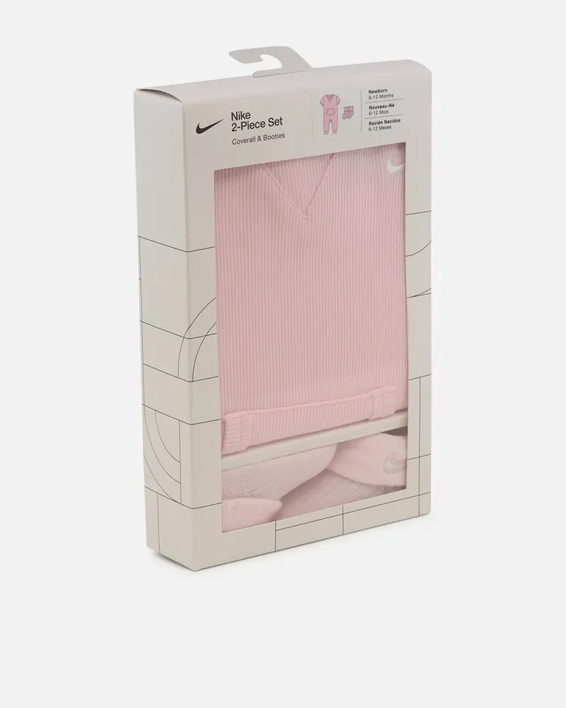 Nike Infants' Rib Knit Romper And Socks Set Pink 1