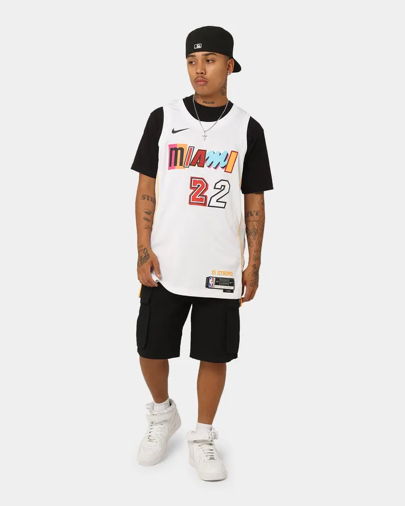 Nike Jimmy Butler Miami Heat #2 City Edition Nike Dri-Fit Nba Swingman Jersey White 3