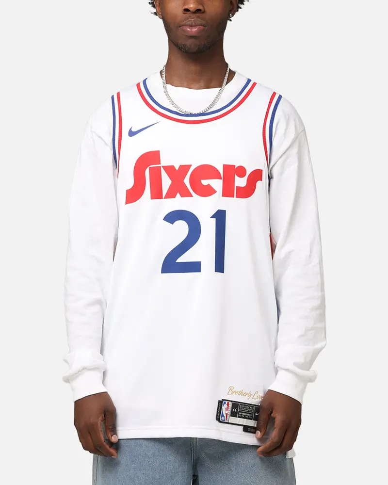 Nike Joel Embiid Philadelphia 76Ers #21 City Edition 2024/25 Nike Dri-Fit Nba Swingman Jersey White 1