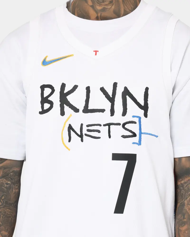 Nike Kevin Durant Brooklyn Nets #7 City Edition Nike Dri-Fit Nba Swingman Jersey White 4
