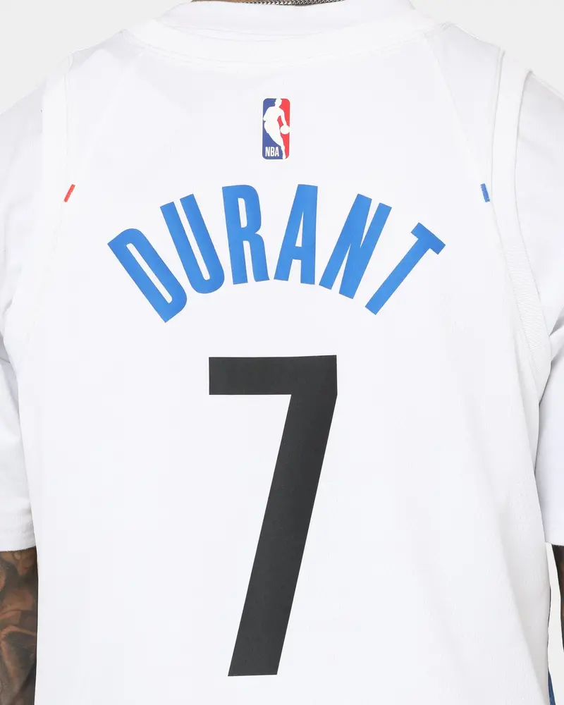 Nike Kevin Durant Brooklyn Nets #7 City Edition Nike Dri-Fit Nba Swingman Jersey White 5